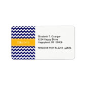 Navy White Zickzack ZigZag Goldenrod Name Monogram Adressaufkleber (Vorne)