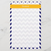Navy White Zickzack ZigZag Goldenrod Name Monogram Briefpapier (Vorderseite)
