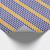 Navy White Zickzack ZigZag Goldenrod Name Monogram Geschenkpapier (Ecke)
