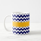 Navy White Zickzack ZigZag Goldenrod Name Monogram Kaffeetasse (Links)