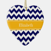 Navy White Zickzack ZigZag Goldenrod Name Monogram Keramik Ornament (Rechts)