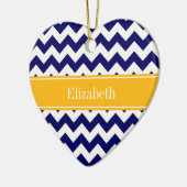 Navy White Zickzack ZigZag Goldenrod Name Monogram Keramik Ornament (Links)