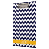 Navy White Zickzack ZigZag Goldenrod Name Monogram Klemmbrett (Links)