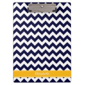 Navy White Zickzack ZigZag Goldenrod Name Monogram Klemmbrett (Vorderseite)