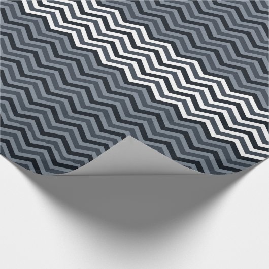 Navy White Zigzag Geschenkpapier (Ecke)