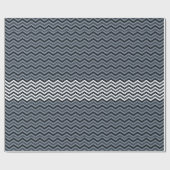 Navy White Zigzag Geschenkpapier (Flach)