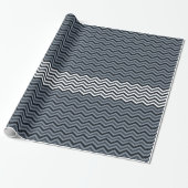 Navy White Zigzag Geschenkpapier (Ungerollt)