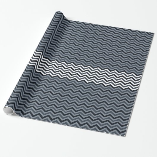 Navy White Zigzag Geschenkpapier (Ungerollt)