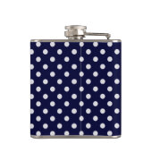 Navy WhPolka Dots Lt Blue Quatrefolie 3 Monogramm Flachmann (Rückseite)