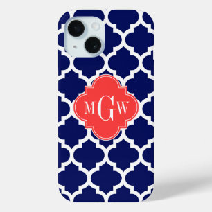 Navy Wht Marokkanisch #5 Korallenrot 3 Anfangsmono Case-Mate iPhone Hülle