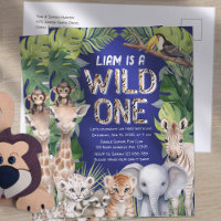Navy Wild one, Jungle tiere 1. Geburtstag
