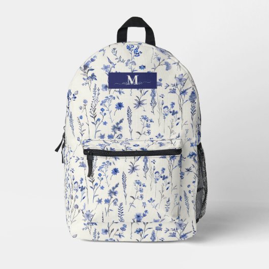 Navy-Wildblumen für Aquarellfarben Bedruckter Rucksack (Vorderseite)