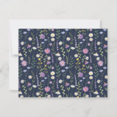 Navy Wildflower Wavy Frame Note Card Dankeskarte (Rückseite)