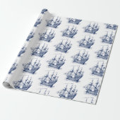 Navy Wind Segelboot 2 Musterteppichpapier Geschenkpapier (Ungerollt)