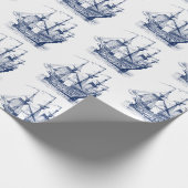 Navy Wind Segelboot 2 Musterteppichpapier Geschenkpapier (Ecke)