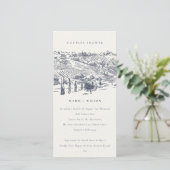 Navy Winery Mountain Sketch Couples Dusche laden Dankeskarte (Stehend Vorderseite)