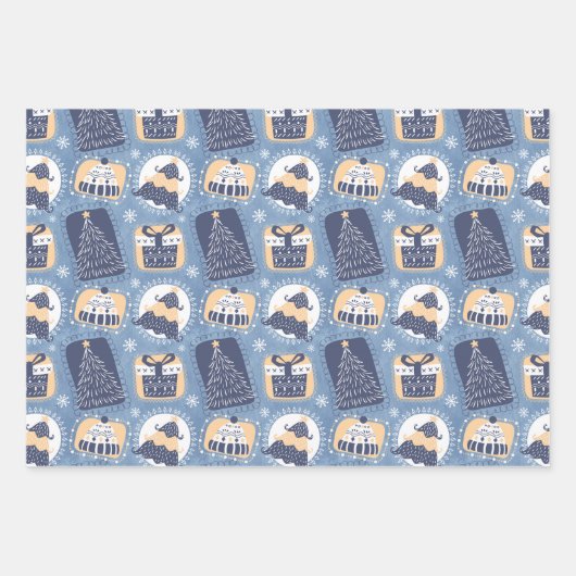 Navy Winter Christmas Geschenkpapier Set (Vorderseite 2)