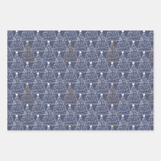 Navy Winter Christmas Geschenkpapier Set (Vorderseite)