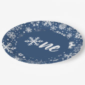 Navy Winter Erster Geburtstag Schneeflocke Ein Tel Pappteller (Schrägansicht)