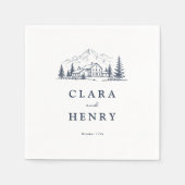 Navy-Winter-Hochzeitsservietten im Bergstil Serviette (Vorderseite)