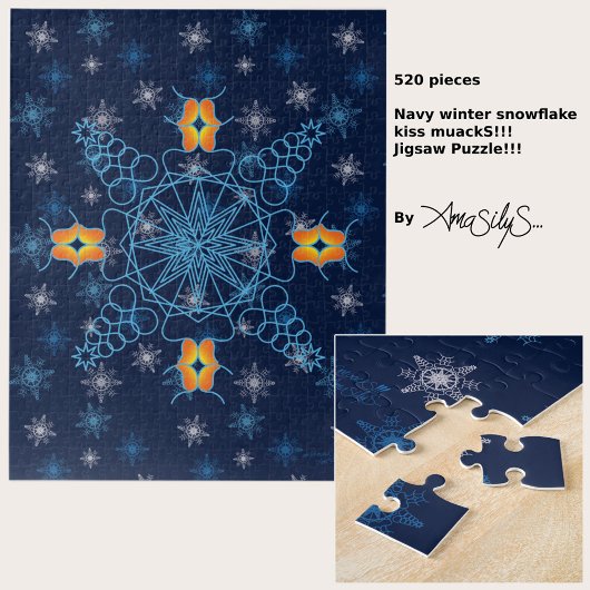 Navy Winter Snowflake Kiss Muack S!!! 520 Stk. Puzzle