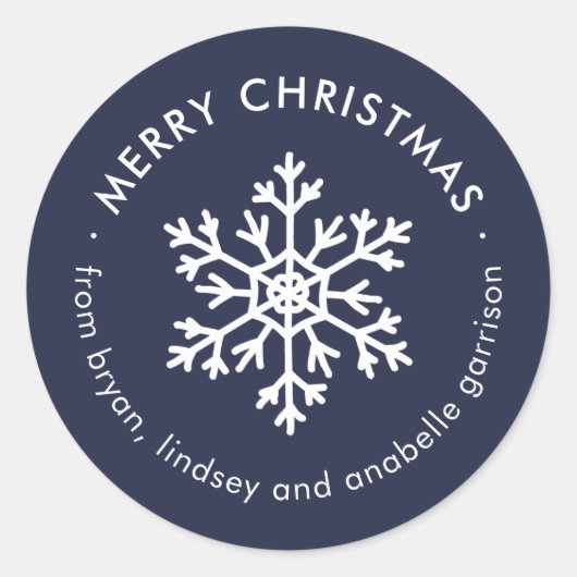 Navy Winter Snowflake Weihnachtsgeschenk Aufkleber (Vorderseite)