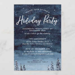 Navy Winter Watercolor Holiday Party Einladung