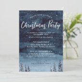 Navy Winter Watercolor Weihnachtsabend Party Einladung (Stehend Vorderseite)