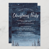 Navy Winter Watercolor Weihnachtsabend Party Einladung (Vorne/Hinten)