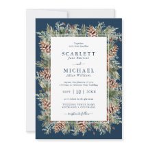Navy-Wintergrün-Feiertags-Hochzeitseinladung