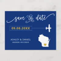 Navy Wisconsin Save the Date Karte Postkarte
