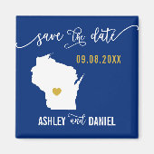 Navy Wisconsin Wedding Save the Date Map Magnet (Vorne)