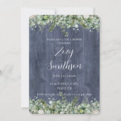 Navy Wood Eucalyptus Bridal Shower Invitation Einladung (Vorderseite)