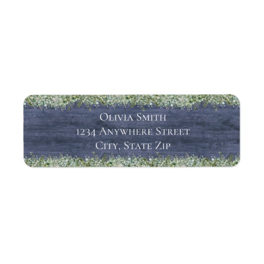 Navy Wood Eucalyptus Return Address Labels (Vorne)
