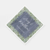 Navy Wood Eucalyptus Wedding Napkins | Rustic Serviette (Ecke)