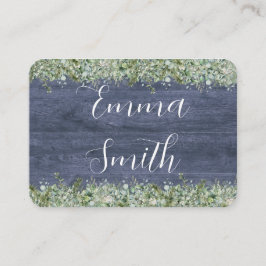 Navy Wood Eucalyptus Wedding Place Cards | Rustic Platzkarte