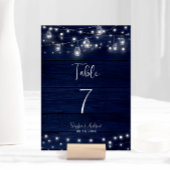 Navy Wood Mason Jars Lights Hochzeit Tischnummer