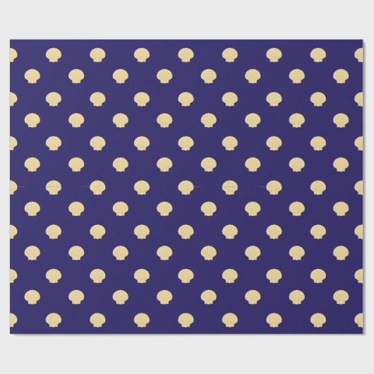 navy wrapping paper navy with golden sea scallops geschenkpapier (Flach)