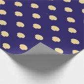 navy wrapping paper navy with golden sea scallops geschenkpapier (Ecke)