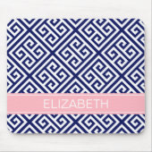 Navy Wt Med Griechischer Schlüssel Diag T #1 Pink  Mousepad (Vorne)