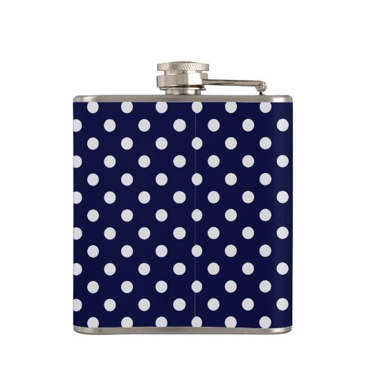 Navy Wt Polka Dot Cantaloupe Quatrefolie 3 Monogra Flachmann (Rückseite)