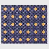 Navy Wt Polka Dot Cantaloupe Quatrefolie 3 Monogra Geschenkpapier (Flach)