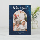 Navy Year in Review Multi Foto Collage Weihnachten Ankündigung (Stehend Vorderseite)