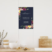 NAVY YELLOW BLUSH BURGUNDDY FLORAL BRAUTPARTY POSTER (Küche)