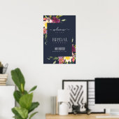NAVY YELLOW BLUSH BURGUNDDY FLORAL BRAUTPARTY POSTER (Heimbüro)