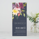 NAVY YELLOW BLUSH BURGUNDDY FLORAL VERLOBUNG EINLADUNG (Stehend Vorderseite)