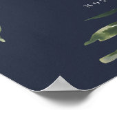 NAVY YELLOW BLUSH BURGUNDY FLORAL BRAUTPARTY FA POSTER (Ecke)