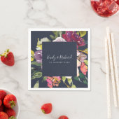 NAVY YELLOW BLUSH BURGUNDY FLORAL BUNCH WEDING SERVIETTE (Beispiel)