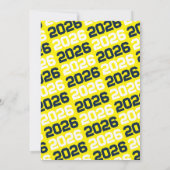 Navy & Yellow Modern Abschluss Foto Einladung (Rückseite)