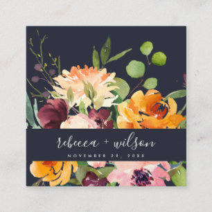 NAVY YELLOW ORANGE FLORA BUNCH WEDCH DANKEN QUADRATISCHE VISITENKARTE